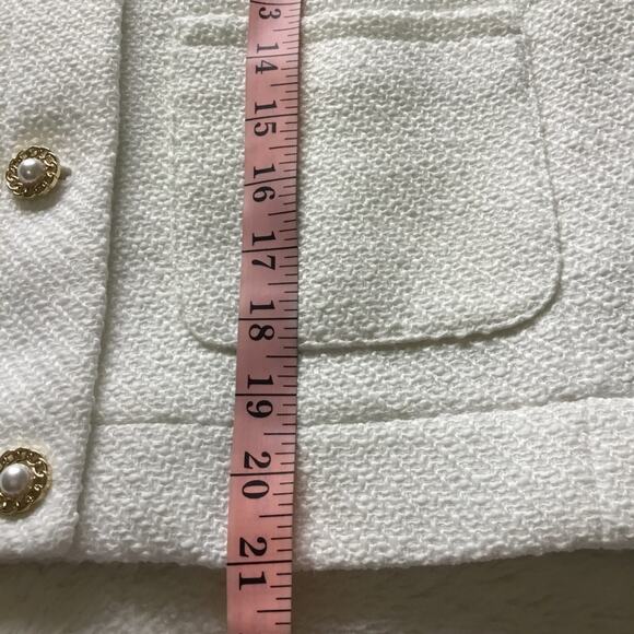 J.Crew White Tweed Lady Jacket with Gold Buttons - Picture 11 of 16